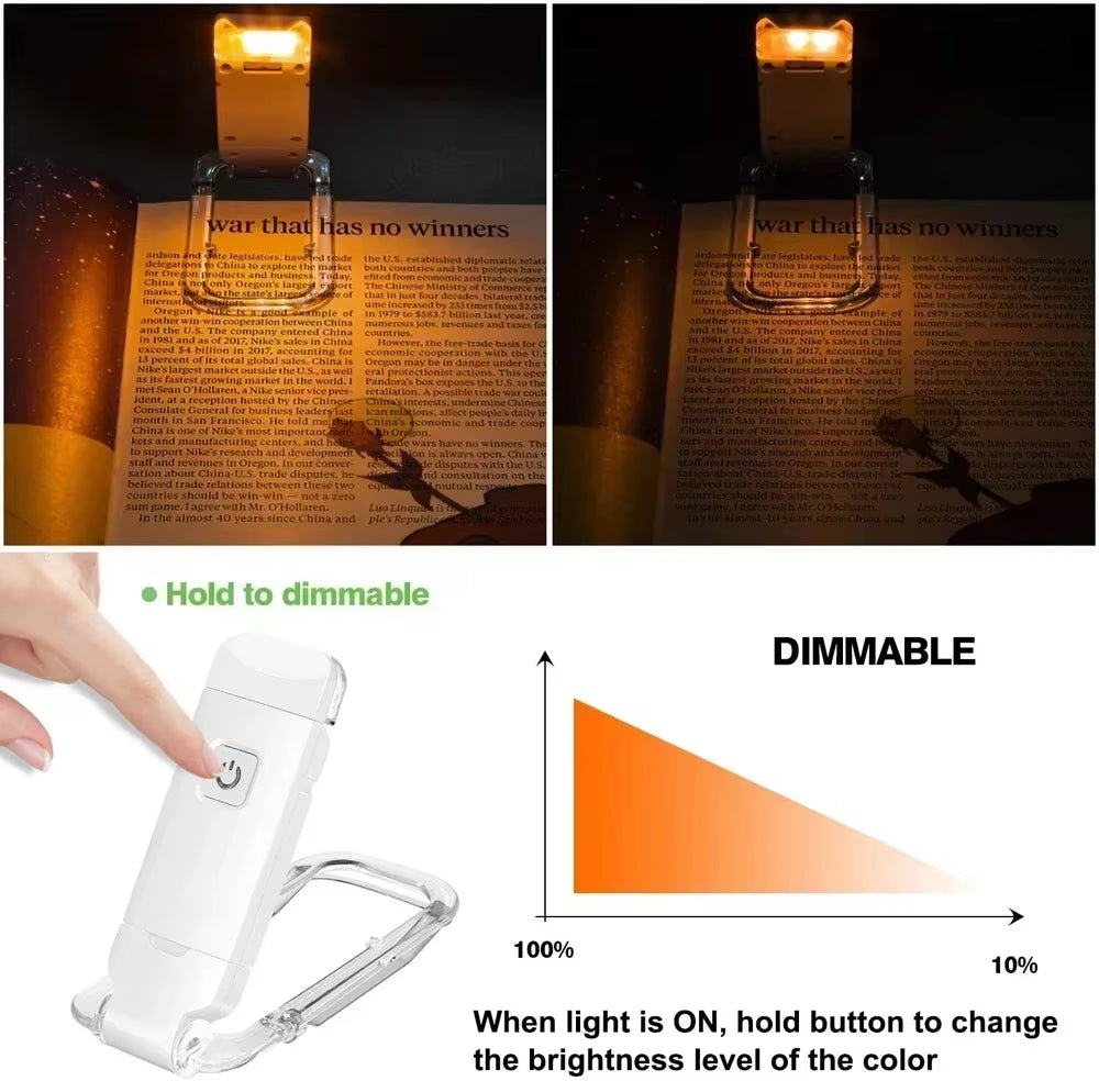 New USB Rechargeable Folding Portable Reading Book Lights Eye Protection 3 Light Colors Adjustable Brightness Night Lamp